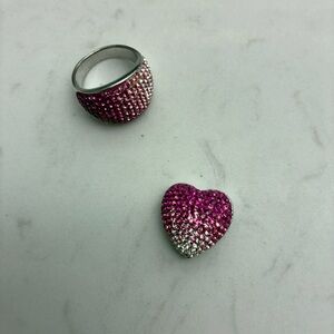 Pink and Silver Ombré Heart Jewelry Set